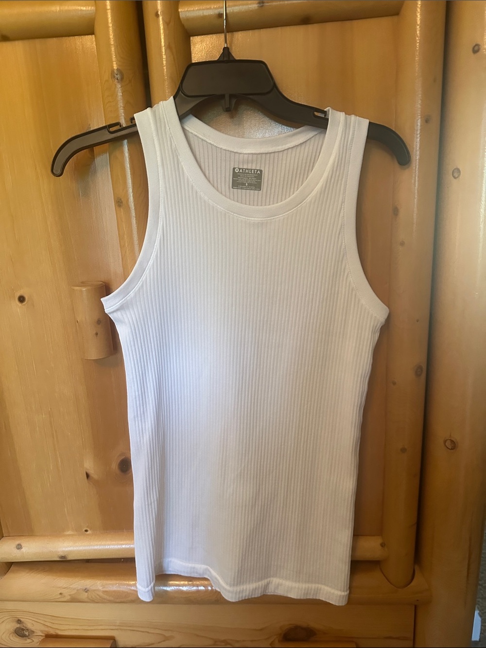 Athleta White Ribbed Scoop Neck Tank